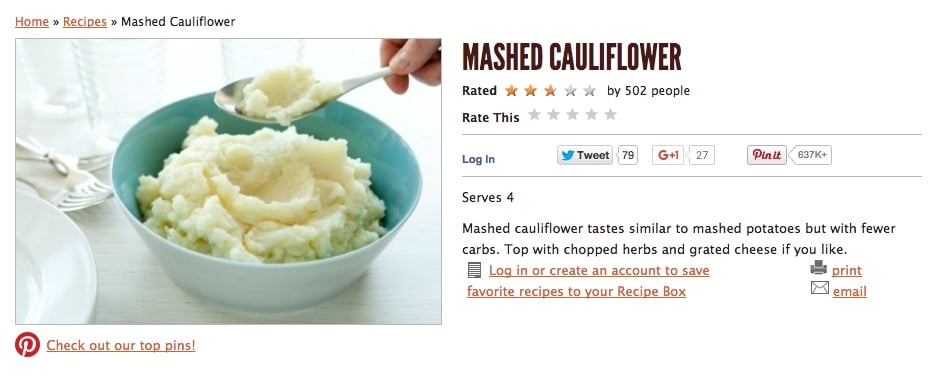 Cauliflower Mash Potatoes