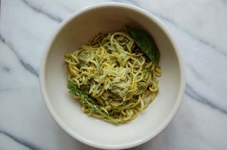 Zucchini Pasta with pesto