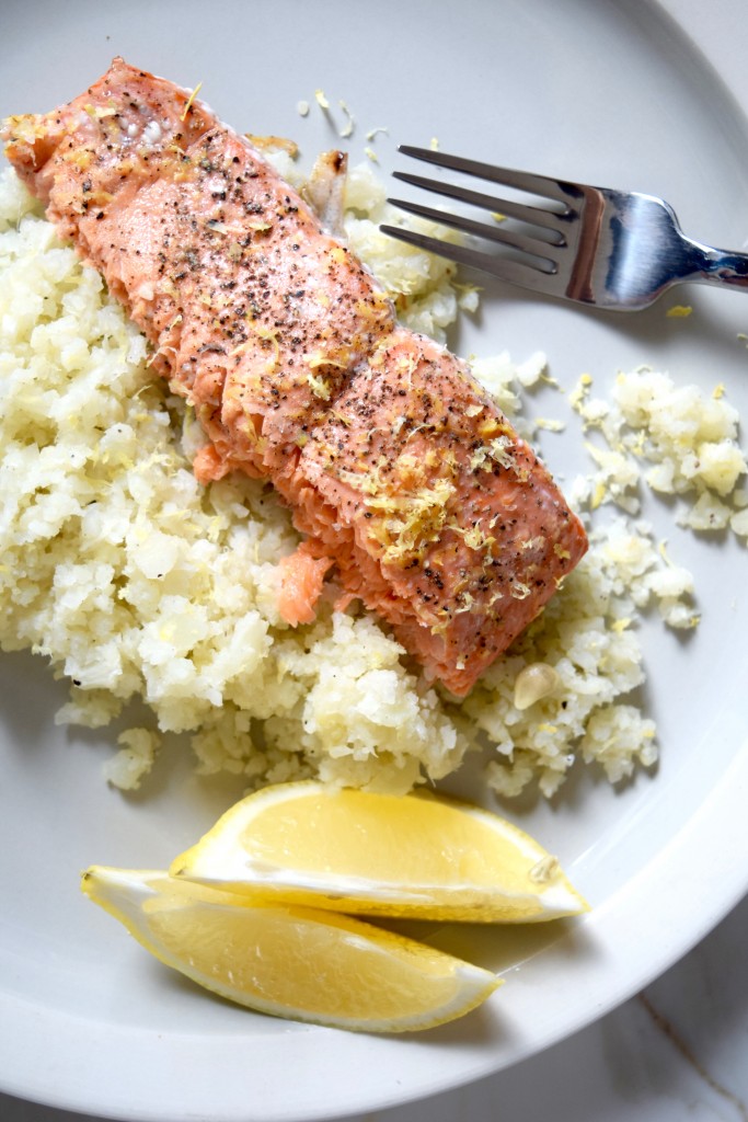 Lemon Pepper Salmon with Cauliflower Rice - Glow by Marlowe