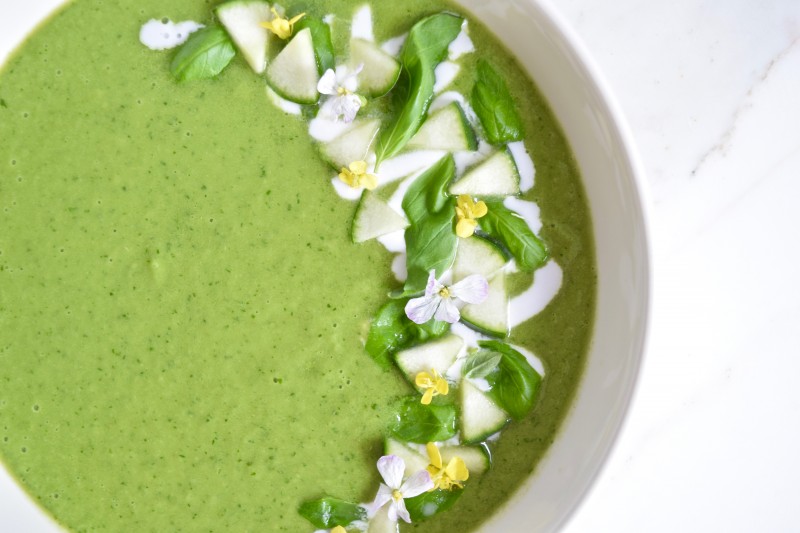 Green Gazpacho with Edible Flowers Recipe