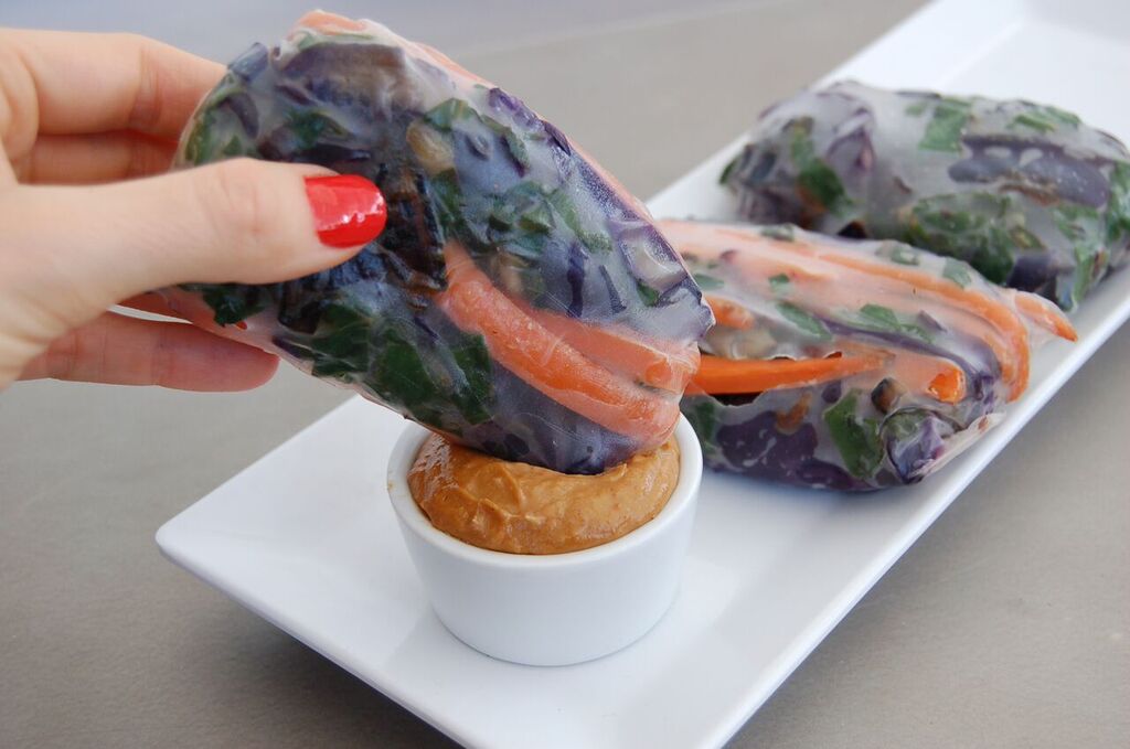 Veggie Spring Roll with Almond Butter Dipping Sauce