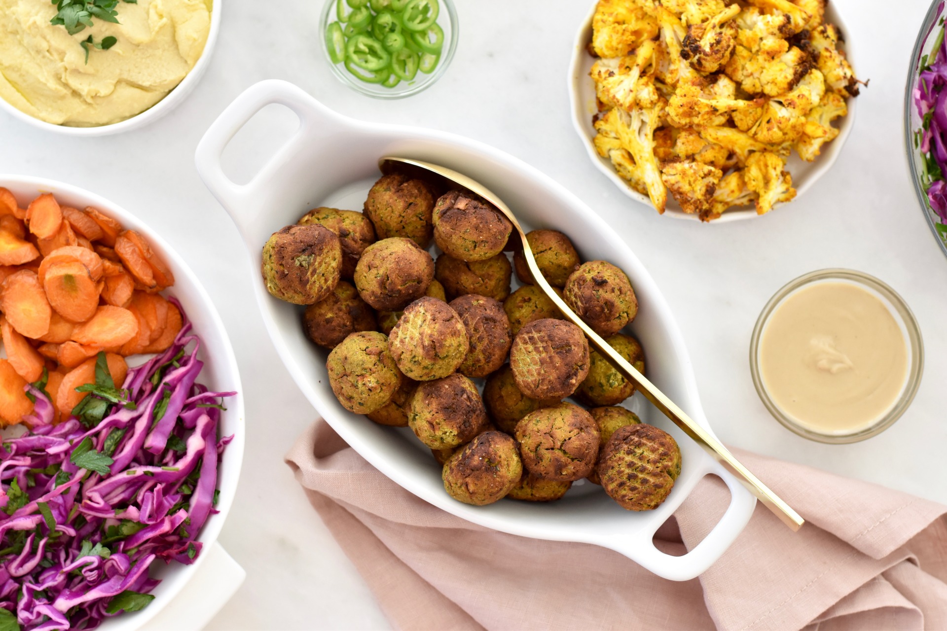 Air-fried sweet potato falafel