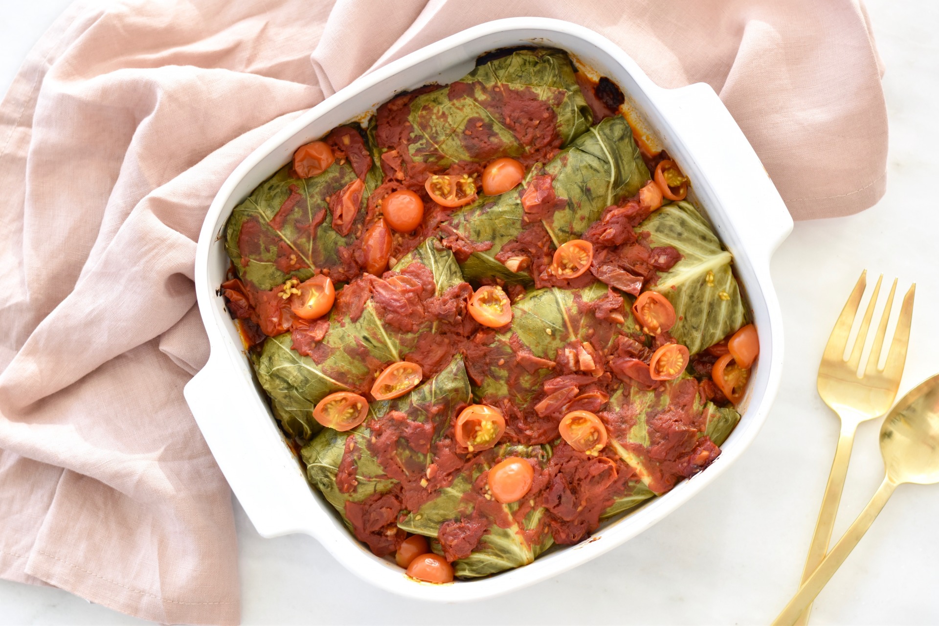 Sundried Tomato & Lentil Stuffed Cabbage Rolls