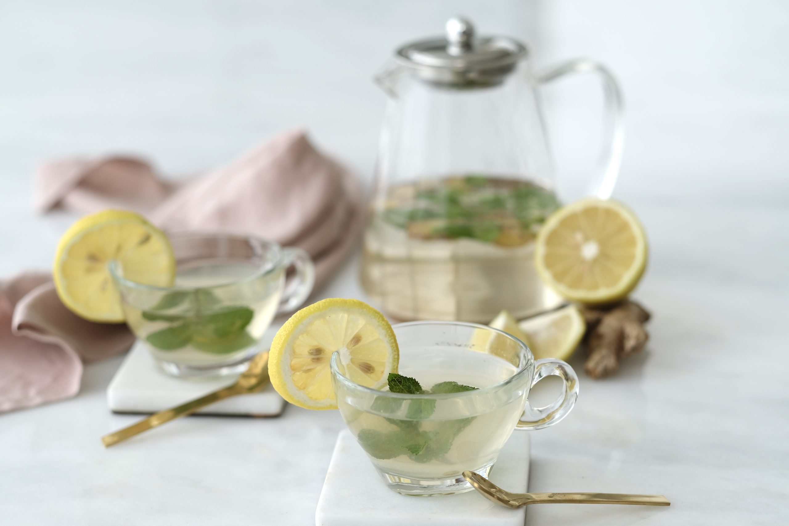 Drinks For Clear Skin: Lemon Ginger Mint Tea