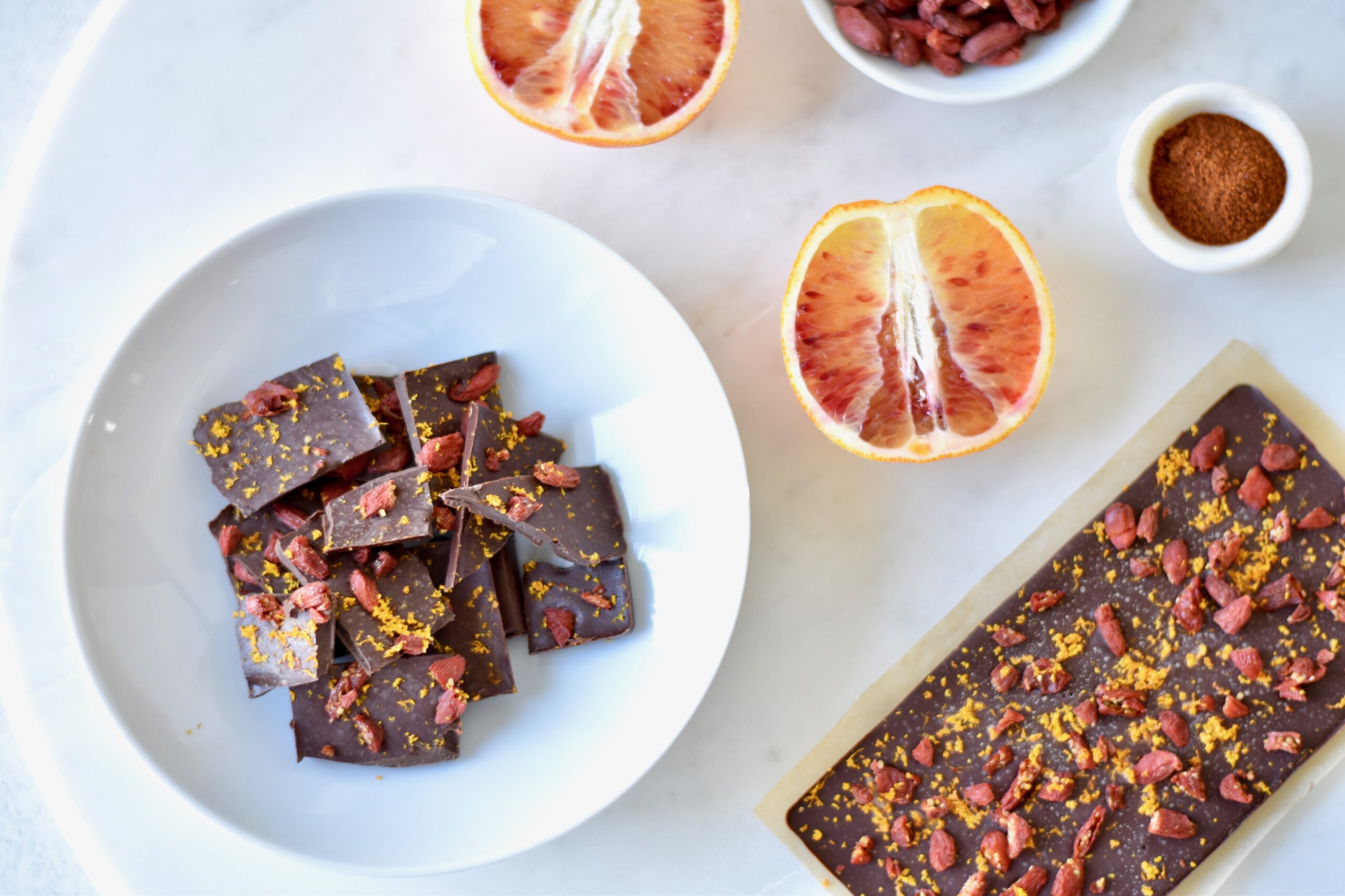 Orange Goji Dark Chocolate - The Acne Nutritionist Maria Marlowe